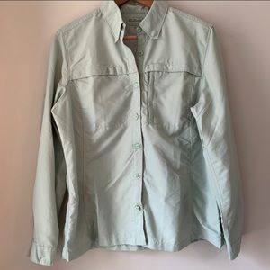 LL Bean tropicwear long sleeve green shirt Medium